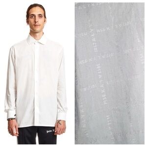 1017 ALYX 9SM Monogram Logo Formal Cotton White Button Down Shirt